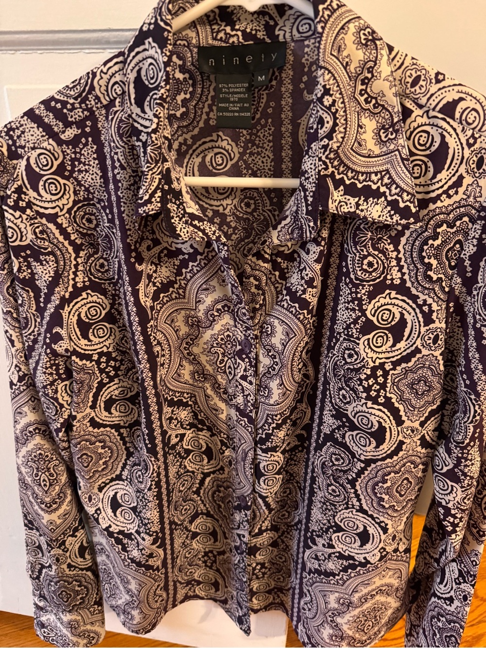 Ninety Purple and Cream Paisley Button-Down Shirt